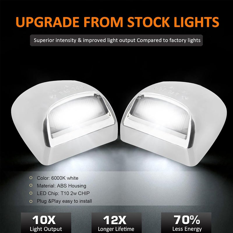 Best View License Plate Lights Tag Lamp with Silver Housing Cover 6000K White Bulbs Assembly Replacement for Chevy Silverado GMC Sierra 1500 2500 3500 Suburban Tahoe Avalanche Cadillac-Pack of 2 - Image 3